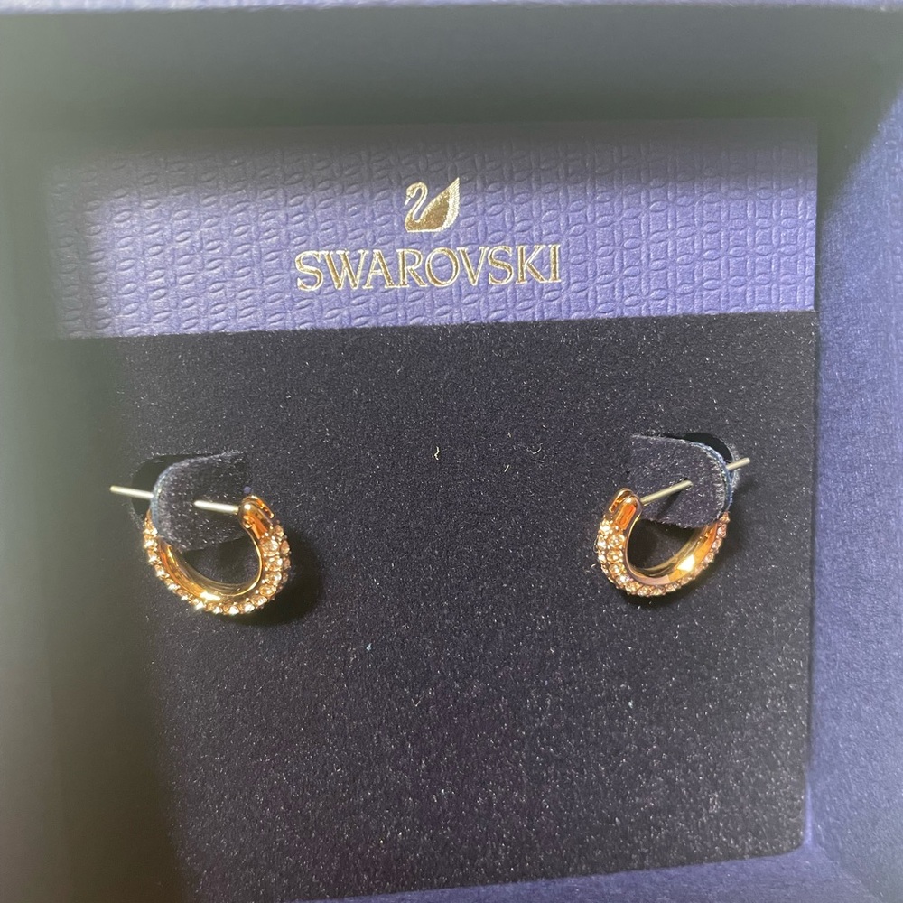 New Swarovski Rose Gold Mini Hoop Earrings